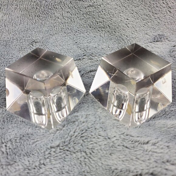 Bohemia Glass MCM VTG Czechoslovakia Crystal Candle Stick Holders Pair Orig. Box - Picture 9 of 17